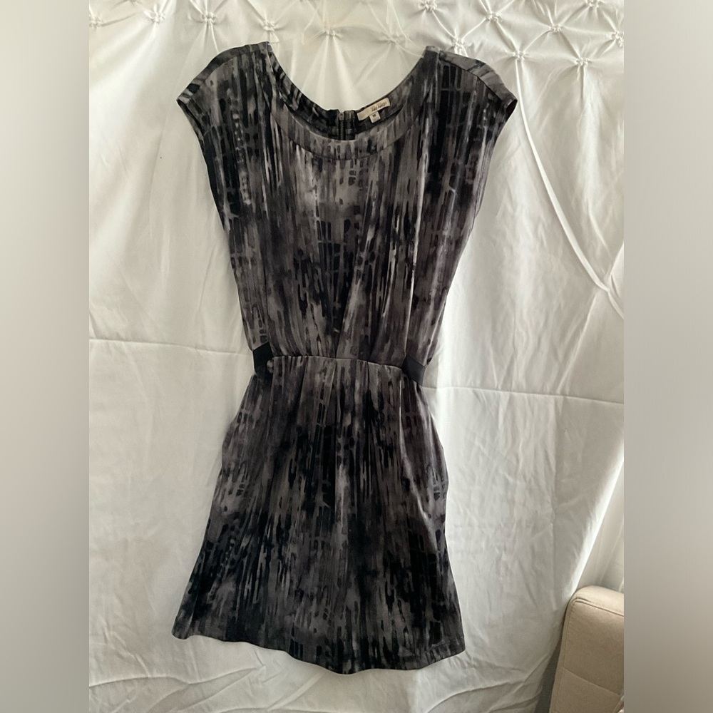 Topshop Black and Gray Abstract Dress